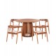 Σετ τραπεζαρίας 5μχ "ADONIS" από ξύλο σε χρώμα φυσικό Φ120x76.5