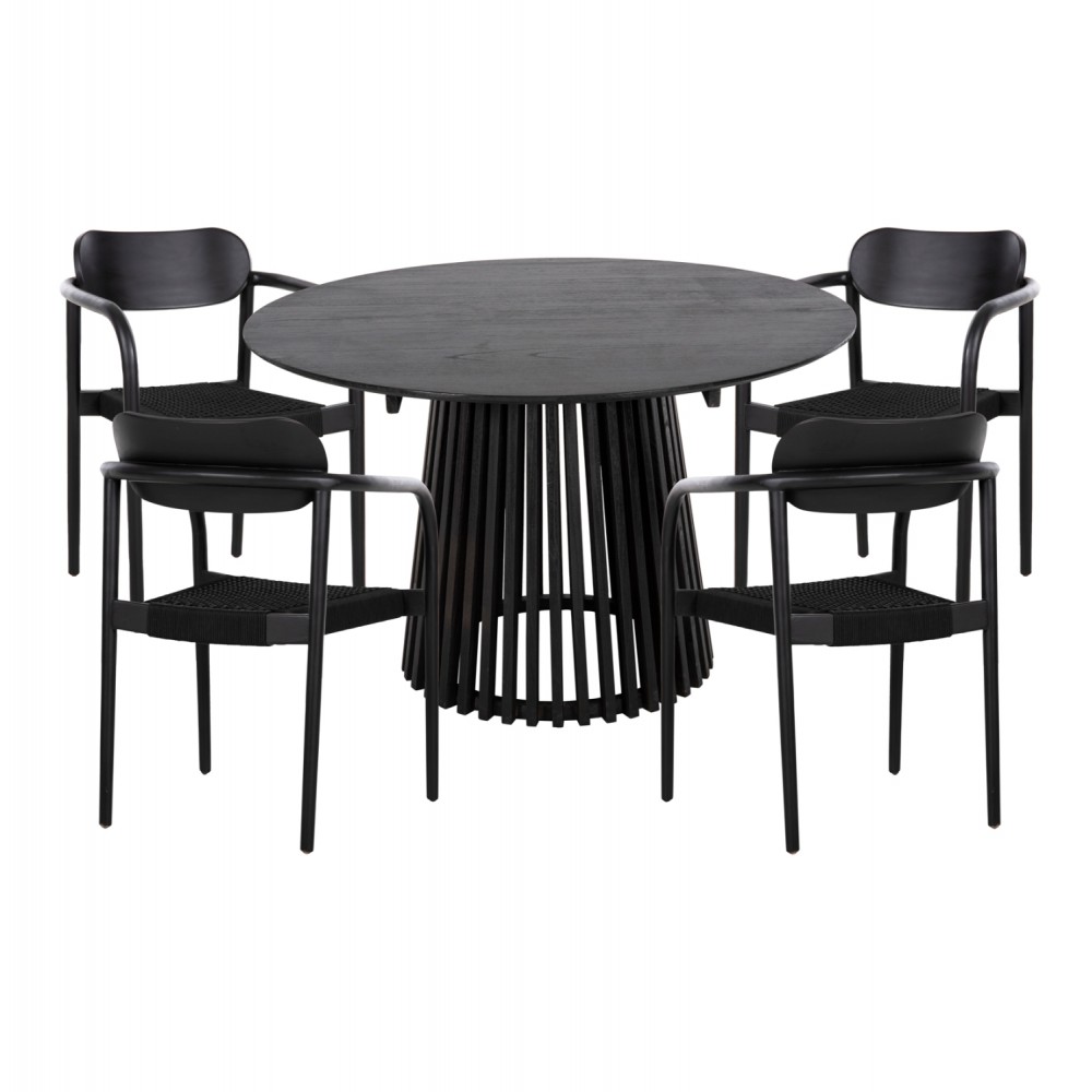 Σετ τραπεζαρίας 5τμχ "OSLO" από ξύλο σε χρώμα μαύρο Φ120x76.5