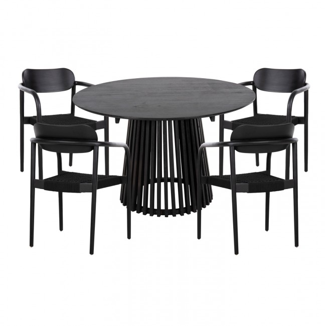 Σετ τραπεζαρίας 5τμχ "OSLO" από ξύλο σε χρώμα μαύρο Φ120x76.5