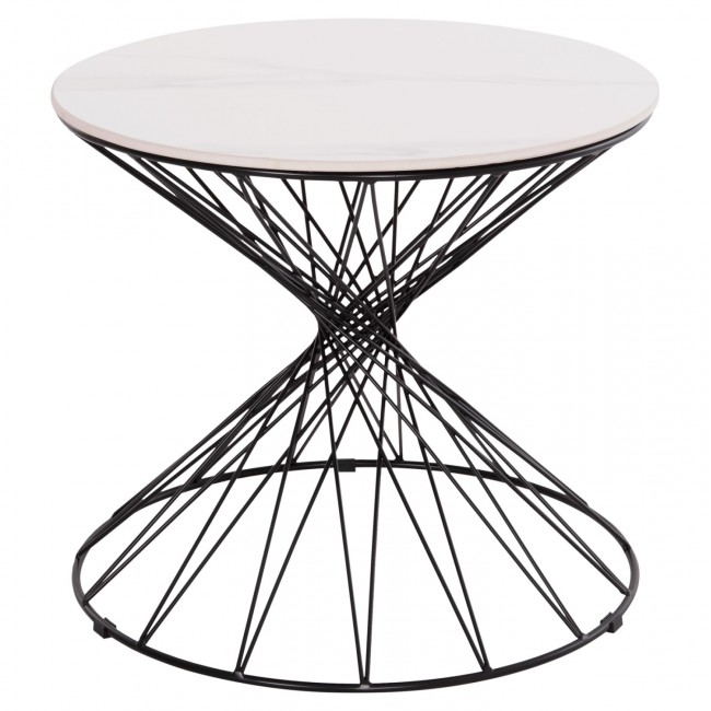 Βοηθητικό τραπέζι "GRESAM" από μέταλλο/κεραμικό σε χρώμα μαύρο/λευκό Φ50x44