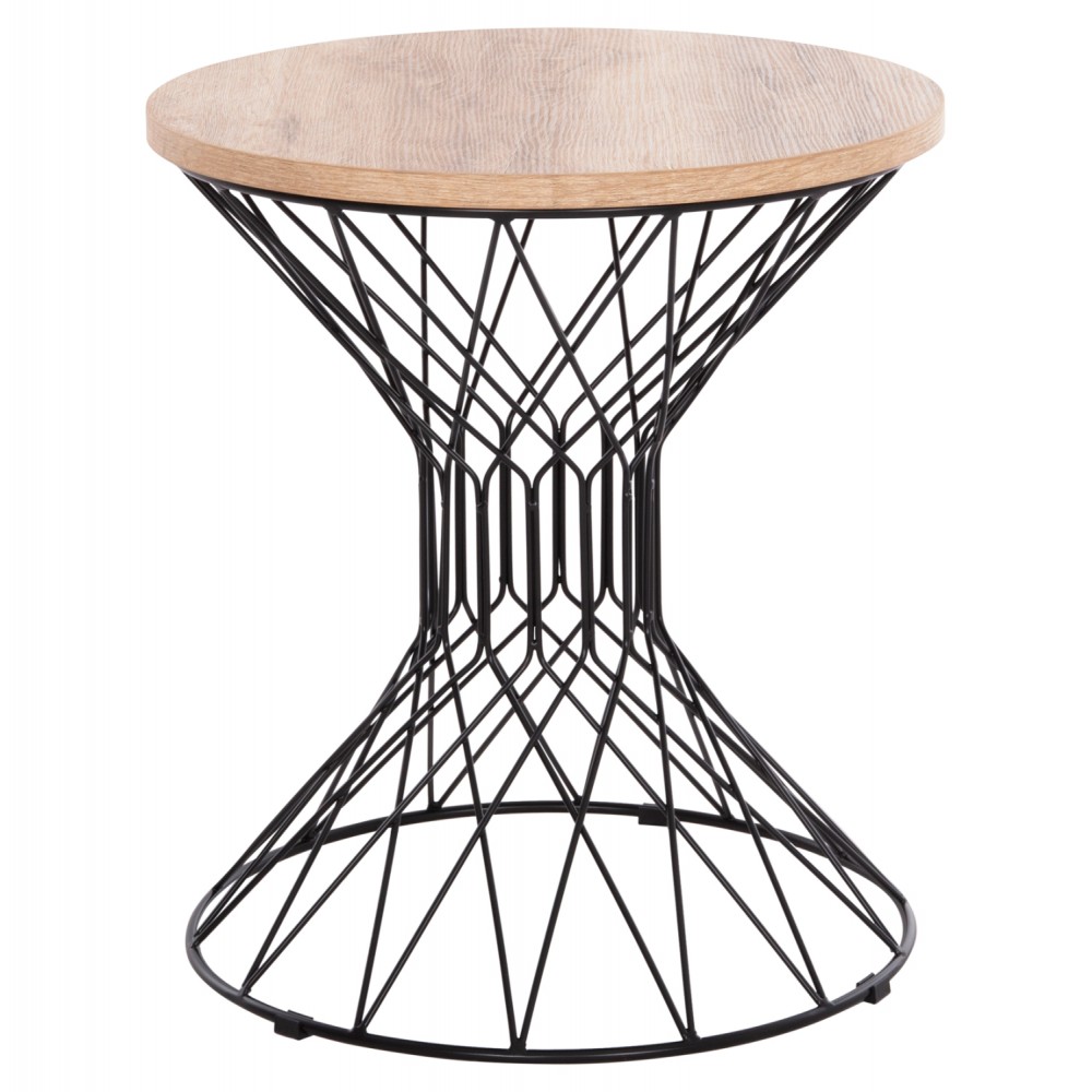 Βοηθητικό τραπέζι "KEON" από mdf/μέταλλο σε χρώμα σονόμα/μαύρο Φ45x50