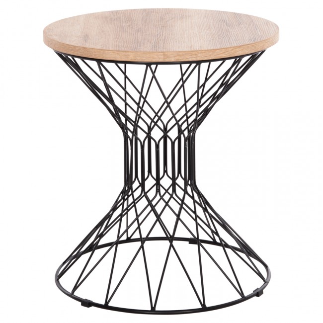 Βοηθητικό τραπέζι "KEON" από mdf/μέταλλο σε χρώμα σονόμα/μαύρο Φ45x50