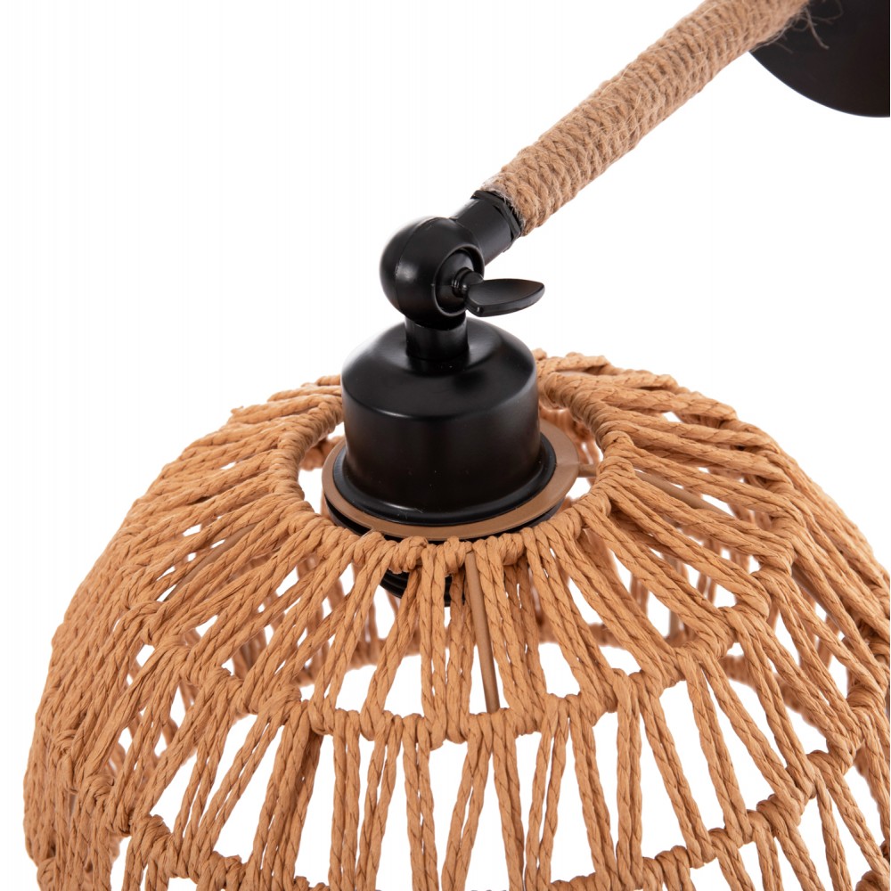 Απλίκα τοίχου "GLIDE" από μέταλλο/σχοινί σε χρώμα μαύρο/φυσικό 22x22x35-21