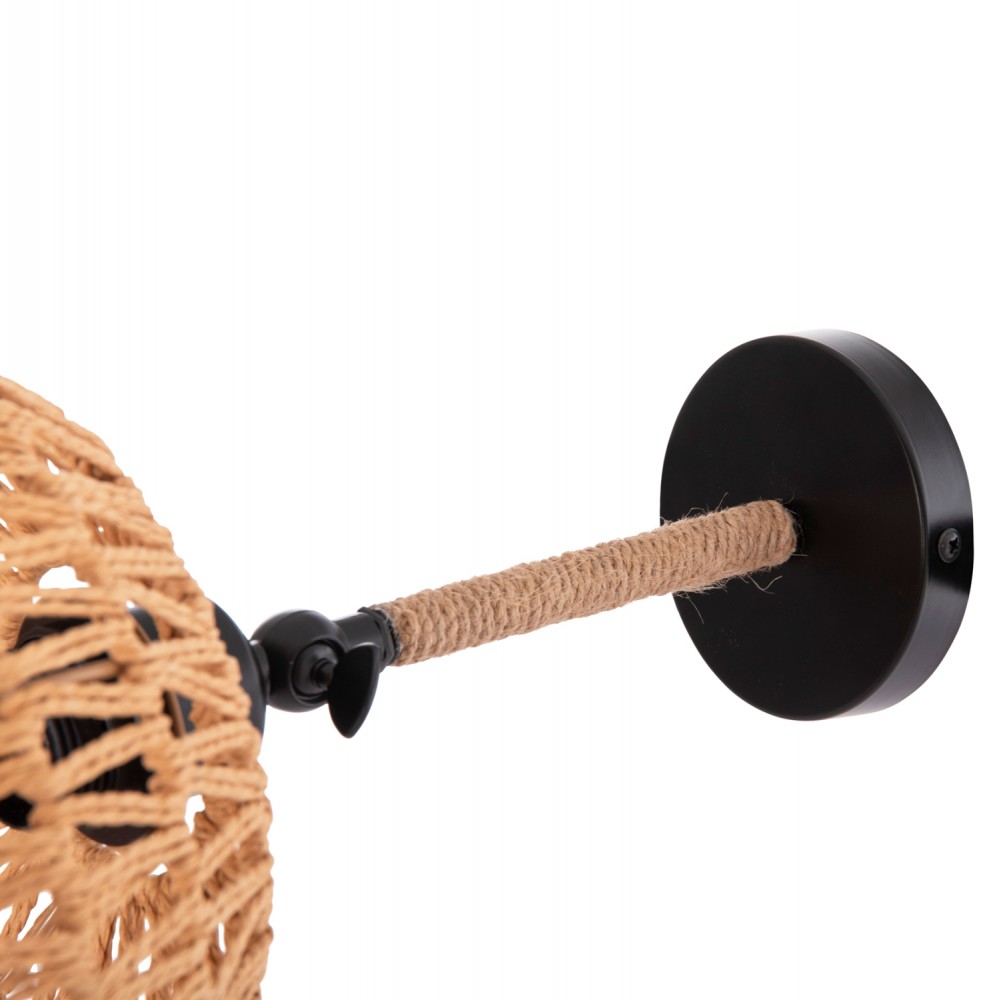 Απλίκα τοίχου "GLIDE" από μέταλλο/σχοινί σε χρώμα μαύρο/φυσικό 22x22x35-21