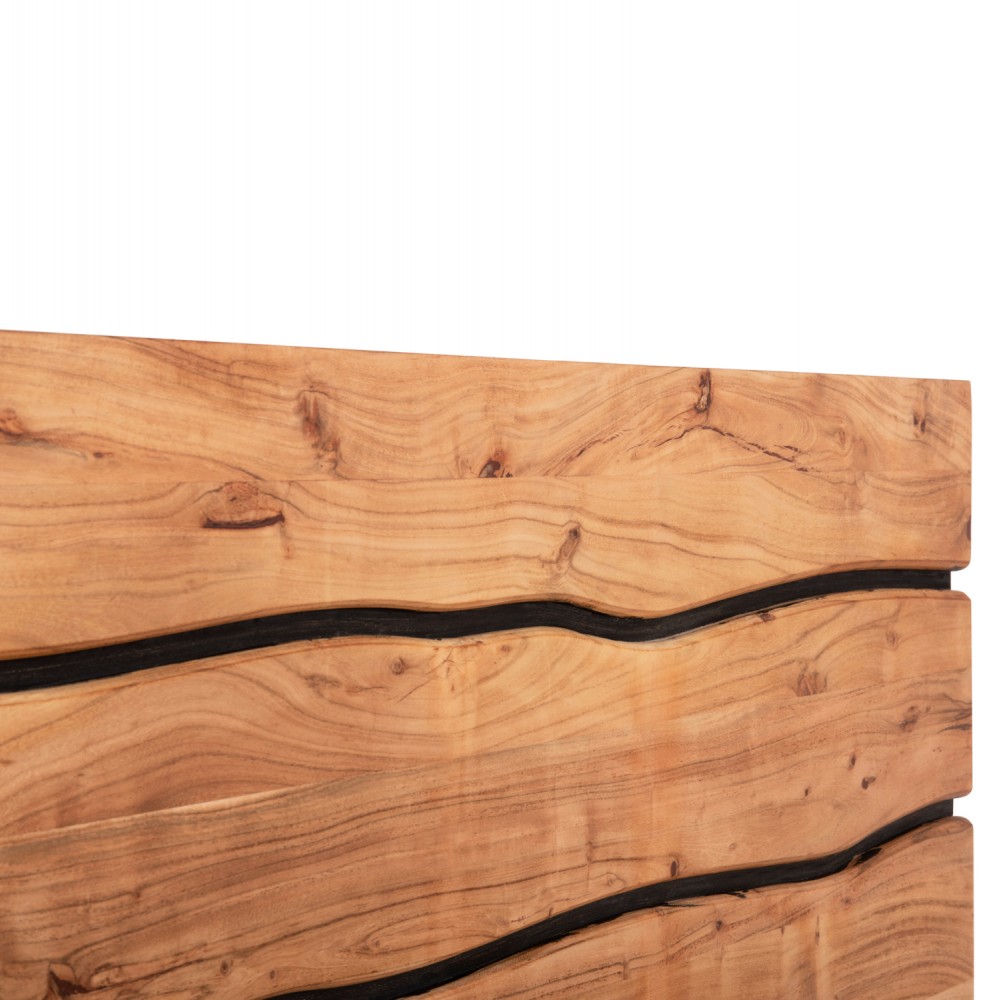 Κρεβάτι "ALICIA" από ξύλο/μέταλλο σε χρώμα φυσικό/μαύρο 217x180.5x30-94