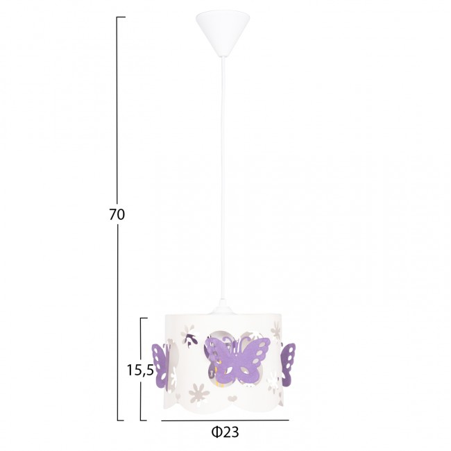 Φωτιστικό παιδικό "LEPTIR" από μέταλλο σε λευκό/μωβ χρώμα Φ23x70 Ε27