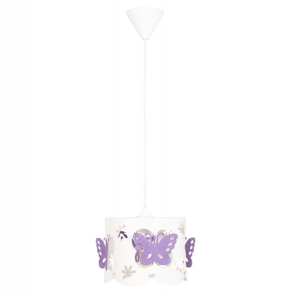 Φωτιστικό παιδικό "LEPTIR" από μέταλλο σε λευκό/μωβ χρώμα Φ23x70 Ε27