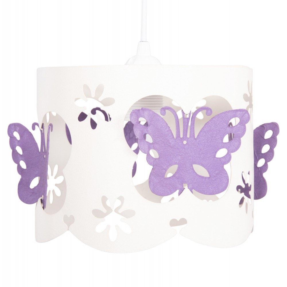 Φωτιστικό παιδικό "LEPTIR" από μέταλλο σε λευκό/μωβ χρώμα Φ23x70 Ε27