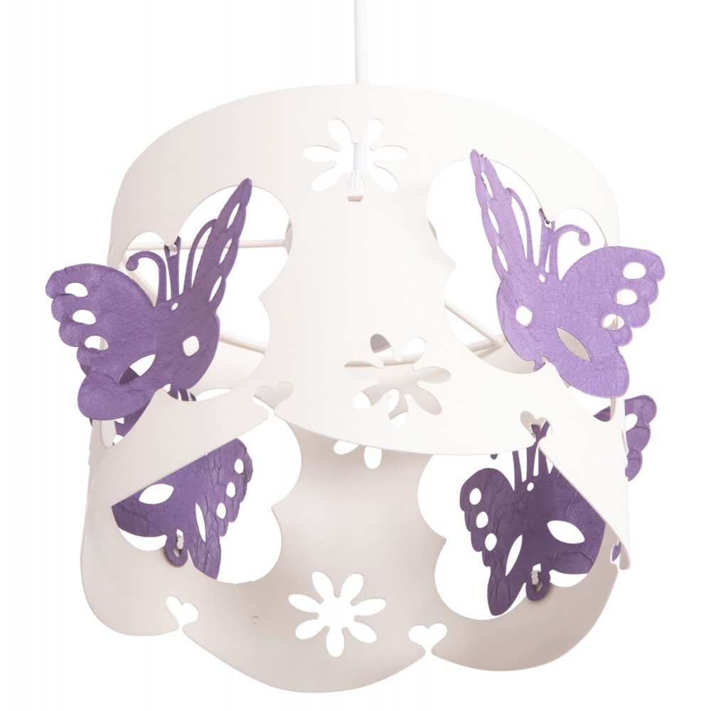 Φωτιστικό παιδικό "LEPTIR" από μέταλλο σε λευκό/μωβ χρώμα Φ23x70 Ε27