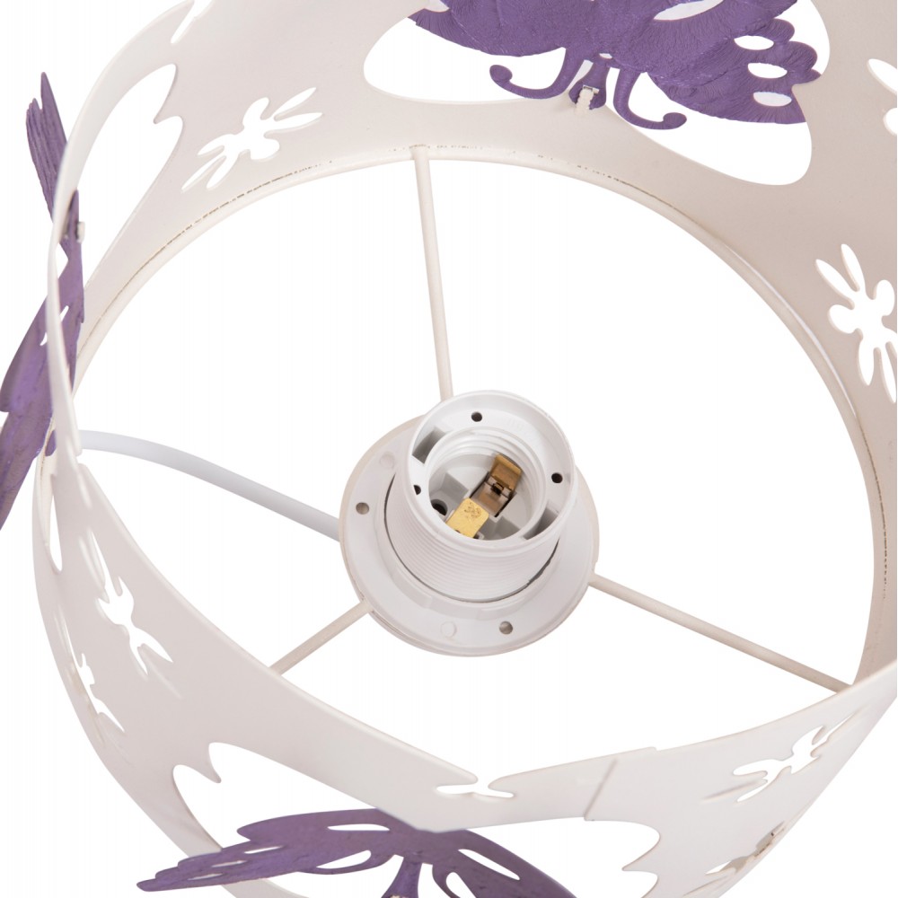 Φωτιστικό παιδικό "LEPTIR" από μέταλλο σε λευκό/μωβ χρώμα Φ23x70 Ε27
