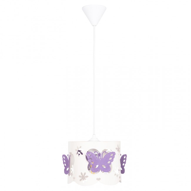 Φωτιστικό παιδικό "LEPTIR" από μέταλλο σε λευκό/μωβ χρώμα Φ23x70 Ε27