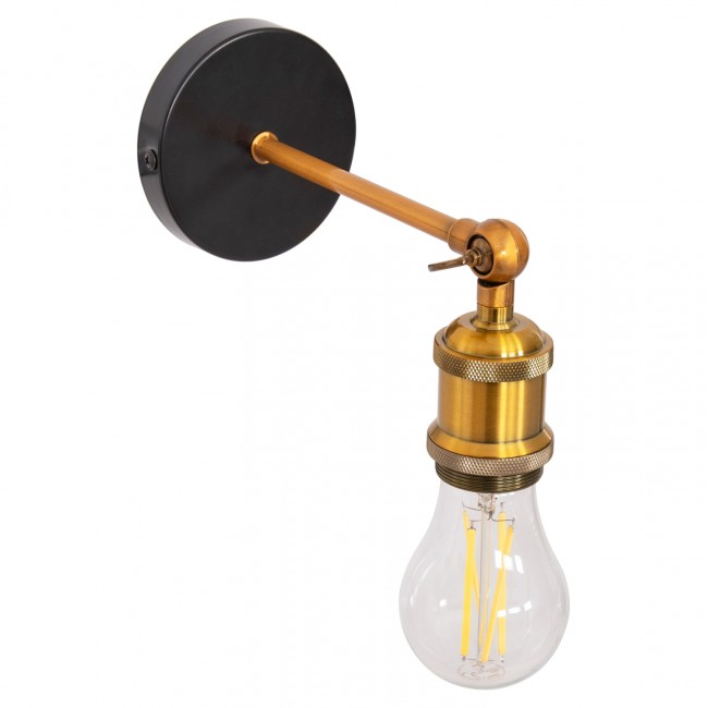 Απλίκα τοίχου "RESTON" από μέταλλο/αλουμίνιο σε χρώμα μαύρο/χρυσό 10x10x26 Ε27