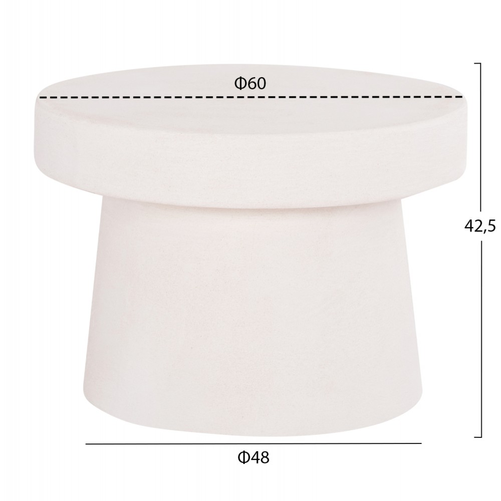 Τραπέζι σαλονιού "SANTORINI" από mdf σε χρώμα υπόλευκο Φ60x42.5