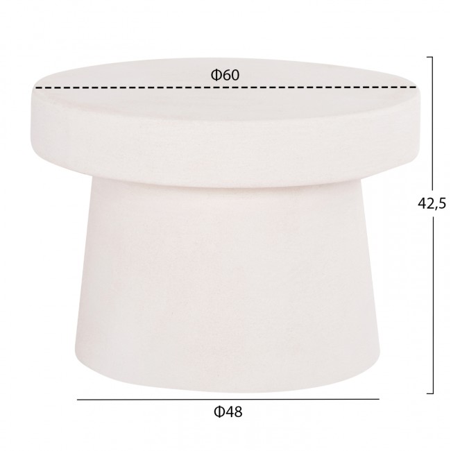 Τραπέζι σαλονιού "SANTORINI" από mdf σε χρώμα υπόλευκο Φ60x42.5