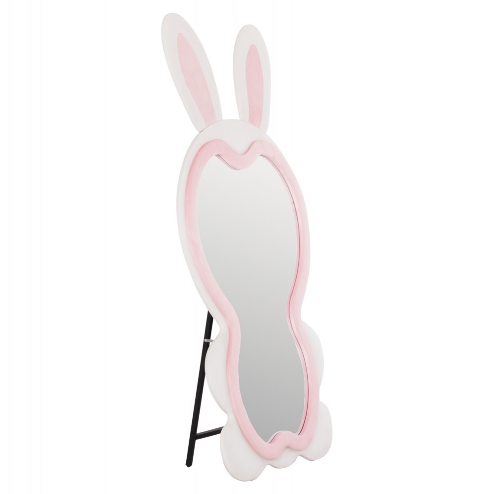 Καθρέπτης δαπέδου "BUNNY" παιδικός από mdf σε χρώμα λευκό/ροζ 80x162