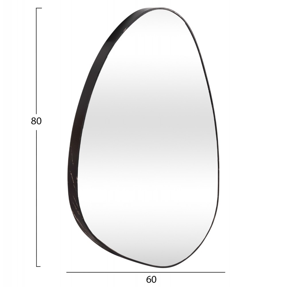 Καθρέπτης τοίχου "IRREGU" από mdf σε χρώμα μαύρο μαρμάρου 60x80
