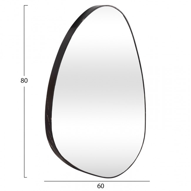 Καθρέπτης τοίχου "IRREGU" από mdf σε χρώμα μαύρο μαρμάρου 60x80