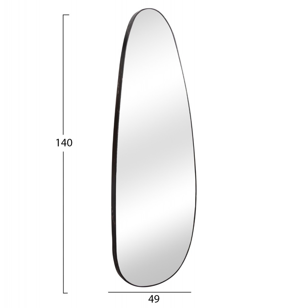 Καθρέπτης τοίχου "CRITHER" από mdf σε χρώμα μαύρο μαρμάρου 49x140