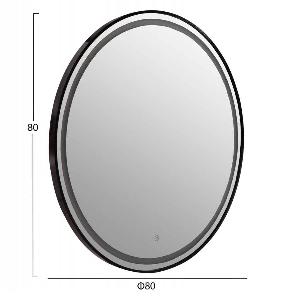 Καθρέπτης "ROUNDER" LED από αλουμίνιο σε χρώμα μαύρο Φ80