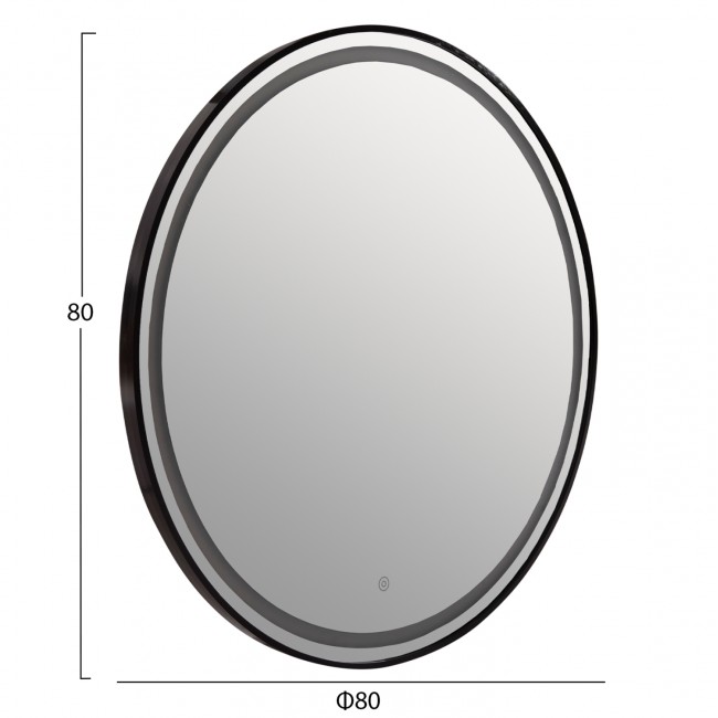 Καθρέπτης "ROUNDER" LED από αλουμίνιο σε χρώμα μαύρο Φ80
