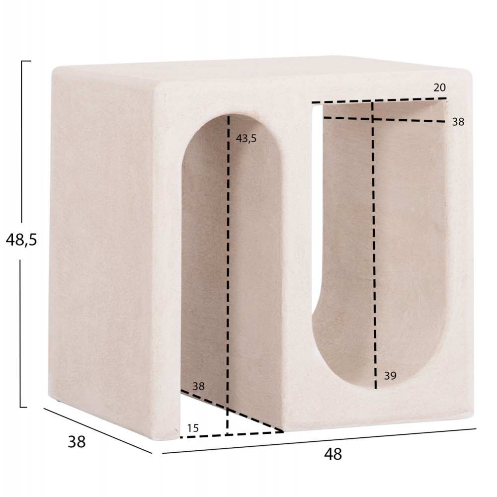 Τραπέζι σαλονιού "SANTORINI" από mdf σε χρώμα υπόλευκο 48x38x48.5