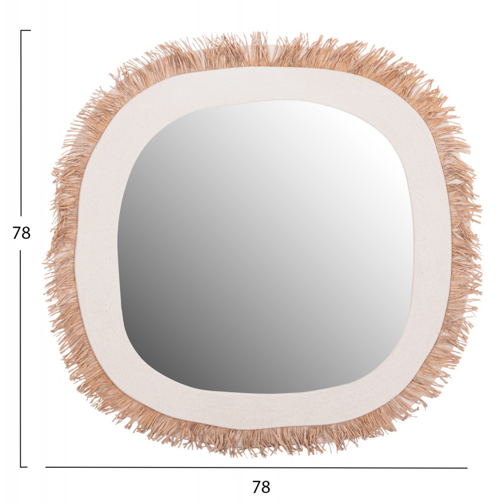 Καθρέπτης "SANTORINI" από mdf σε χρώμα υπόλευκο/μπεζ 78x1.8x78