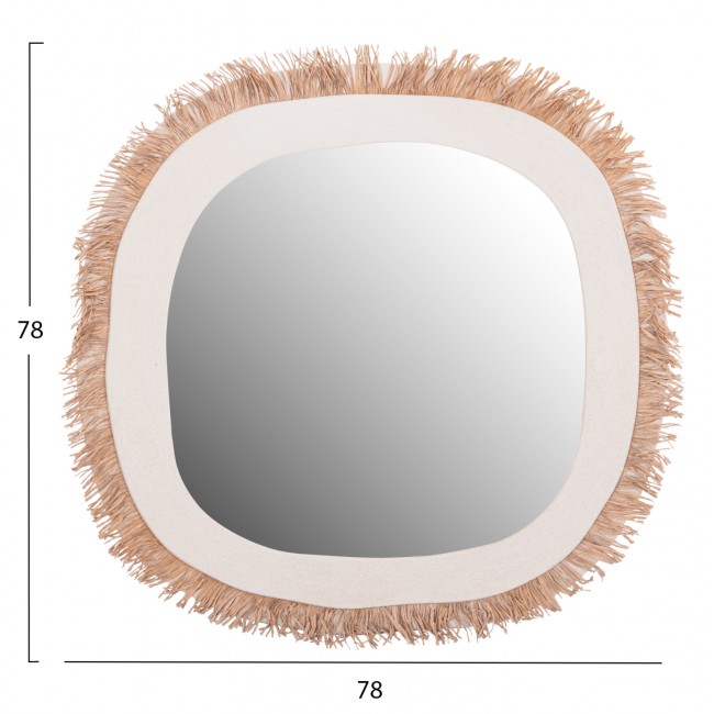 Καθρέπτης "SANTORINI" από mdf σε χρώμα υπόλευκο/μπεζ 78x1.8x78