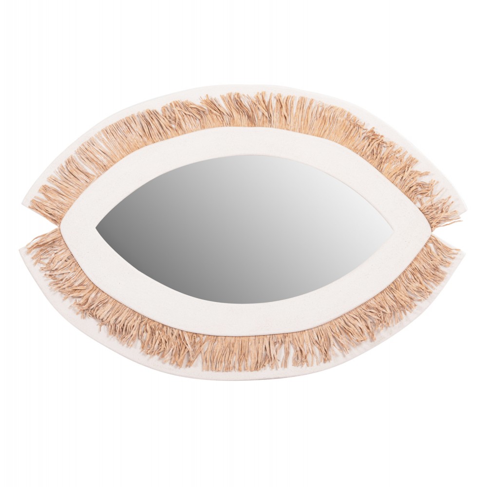 Καθρέπτης "SANTORINI" από mdf σε χρώμα υπόλευκο/μπεζ 81x1.8x54