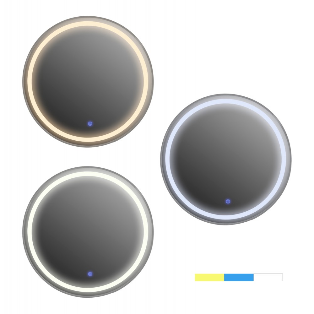 Καθρέπτης "ROUNDER" LED από αλουμίνιο σε χρώμα ασημί Φ80