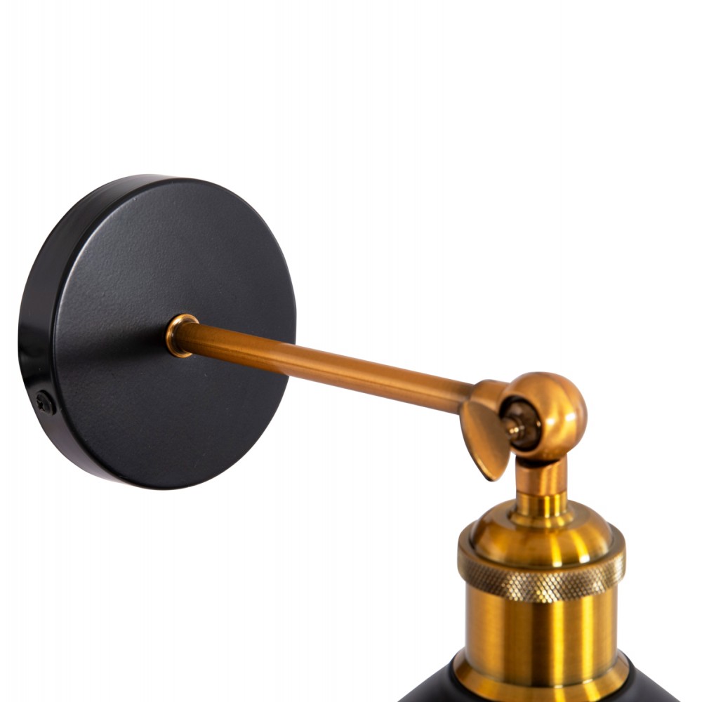 Απλίκα τοίχου "RESTON2" από μέταλλο/αλουμίνιο σε χρώμα μαύρο/χρυσό 21x21x32