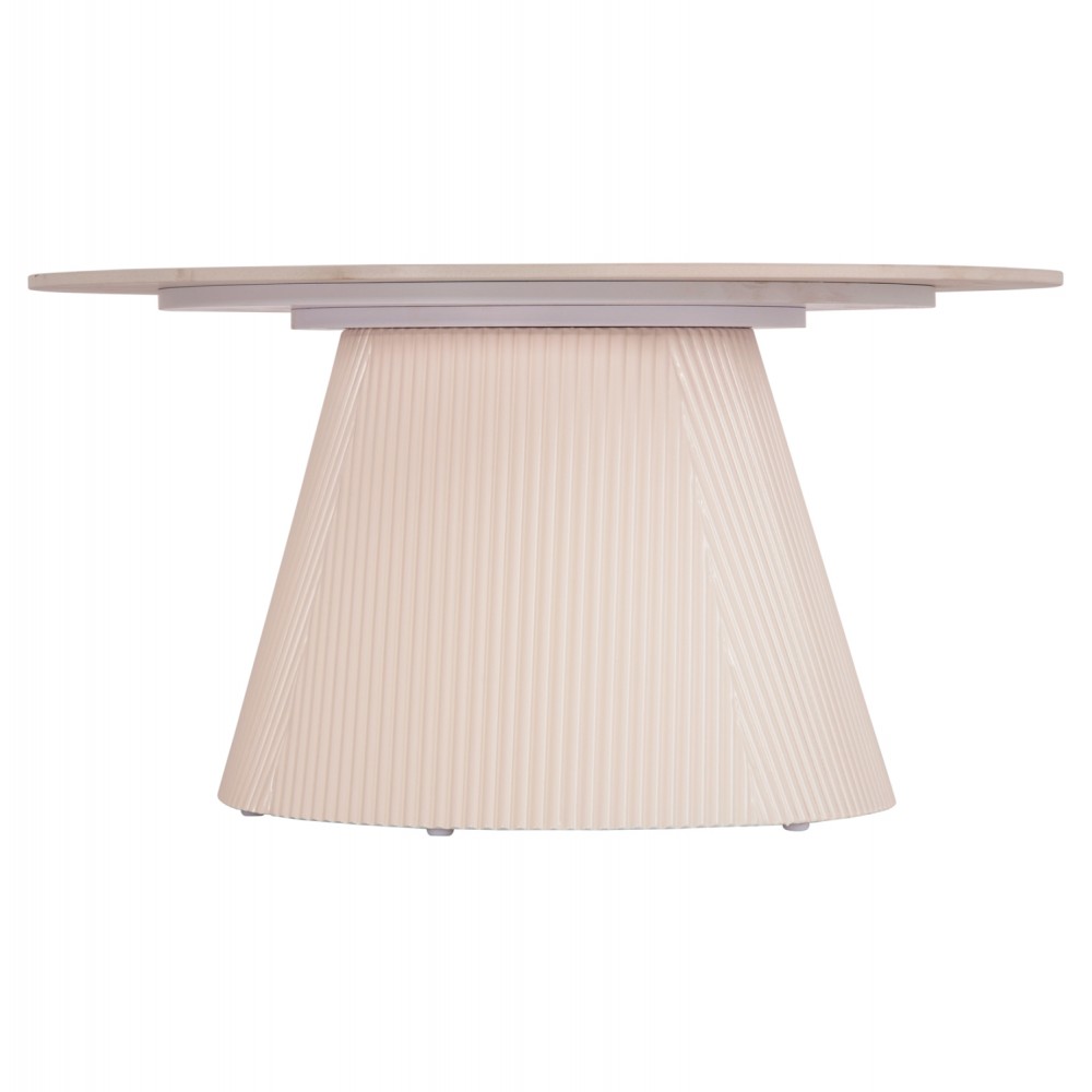 Τραπέζι σαλονιού "DUNCAN" από mdf/κεραμικό σε χρώμα κρεμ λευκό Φ80x41