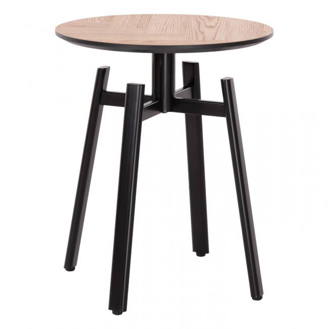 Βοηθητικό τραπέζι "NORTON" από μέταλλο/mdf σε χρώμα μαύρο/σονόμα Φ45x55.5