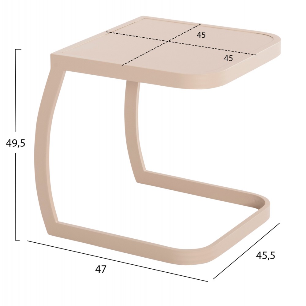 Βοηθητικό τραπέζι ξαπλώστρας "RICKON" από αλουμίνιο σε χρώμα σαμπανί 45.5x47x49.5