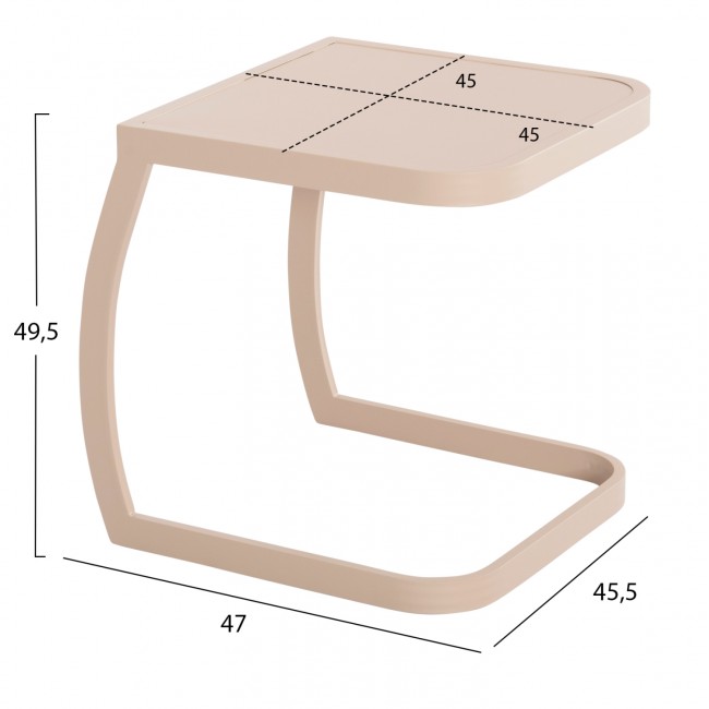 Βοηθητικό τραπέζι ξαπλώστρας "RICKON" από αλουμίνιο σε χρώμα σαμπανί 45.5x47x49.5