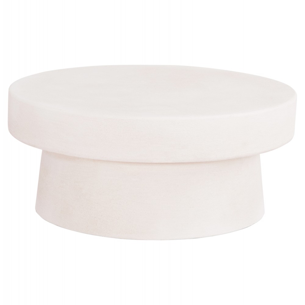 Τραπέζι σαλονιού "SANTORINI" από mdf σε χρώμα υπόλευκο Φ80x35