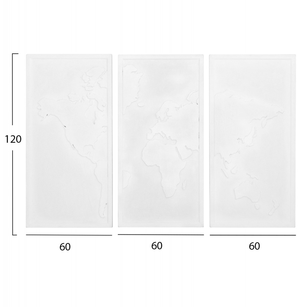 Πίνακας τρίπτυχος "SANTORINI" από mdf σε χρώμα υπόλευκο 180x4x120