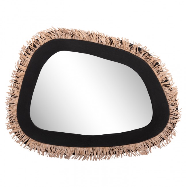 Καθρέπτης τοίχου "SANTORINI" από mdf/ακρυλικό grass σε χρώμα μαύρο/μπεζ 80x1.8x60