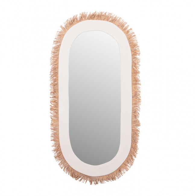 Καθρέπτης τοίχου "SANTORINI" από mdf/ακρυλικό grass σε χρώμα υπόλευκο/μπεζ 61x1.8x120