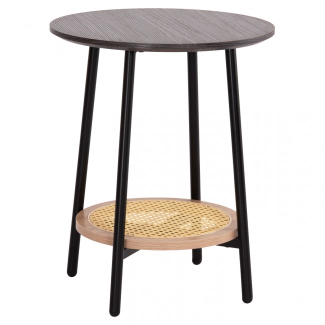 Τραπέζι βοηθητικό "SEWELL" από mdf/rattan/μέταλλο σε χρώμα ζεμπράνο/φυσικό Φ45x55