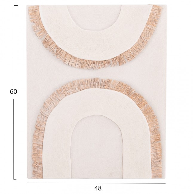 Πίνακας "SANTORINI" από mdf/ακρυλικό grass σε χρώμα υπόλευκο/μπεζ 48x4.5x60