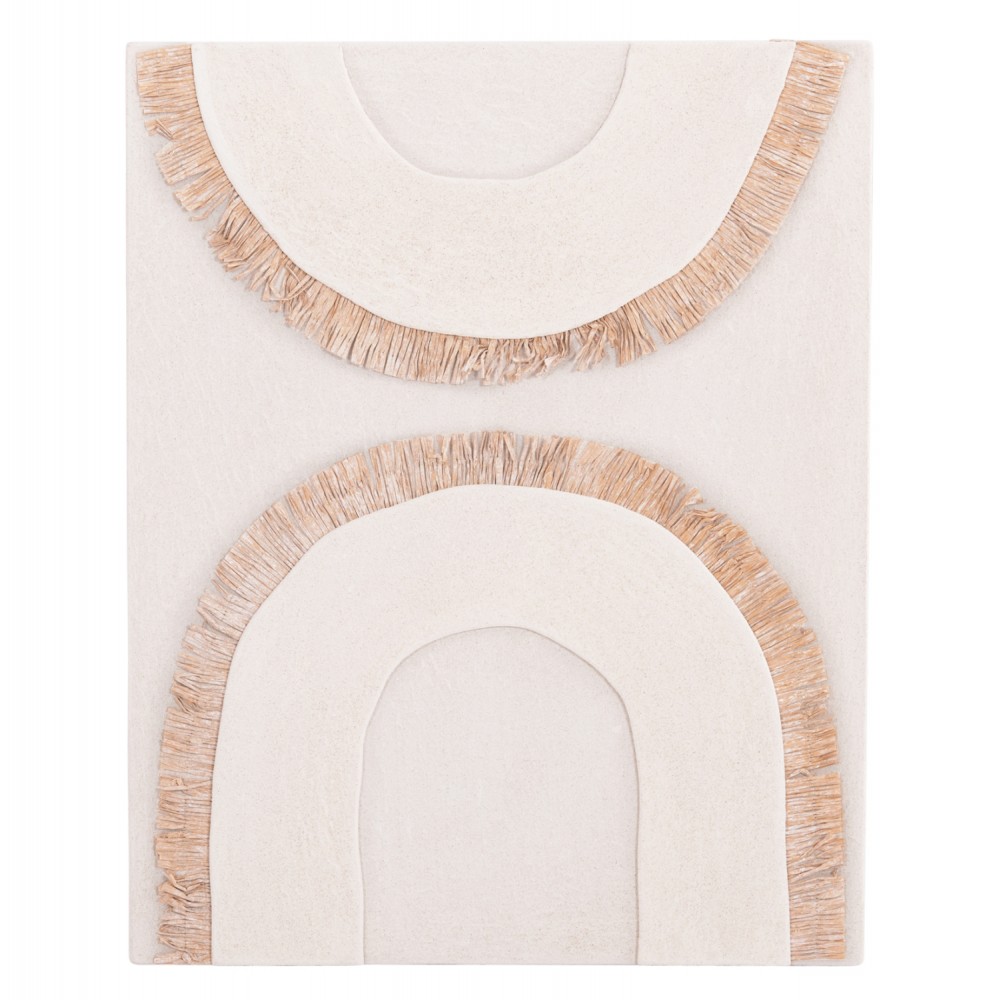 Πίνακας "SANTORINI" από mdf/ακρυλικό grass σε χρώμα υπόλευκο/μπεζ 48x4.5x60