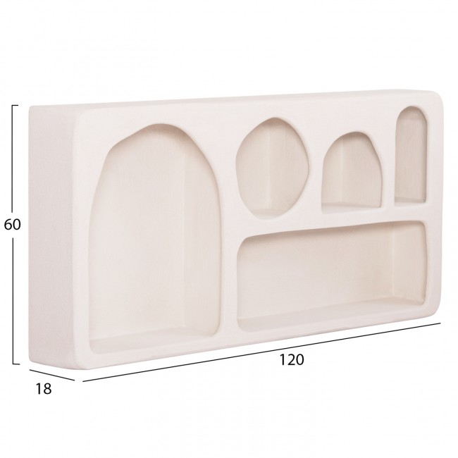 Ραφιέρα τοίχου "SANTORINI" από mdf σε χρώμα υπόλευκο 120x18x60