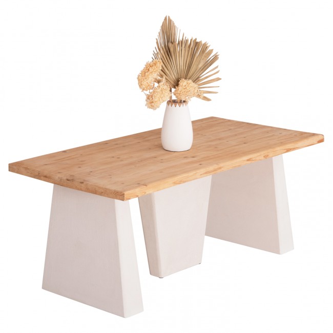 Τραπέζι τραπεζαρίας "SANTORINI" από mdf/ξύλο σε χρώμα υπόλευκο/φυσικό 179x90x75