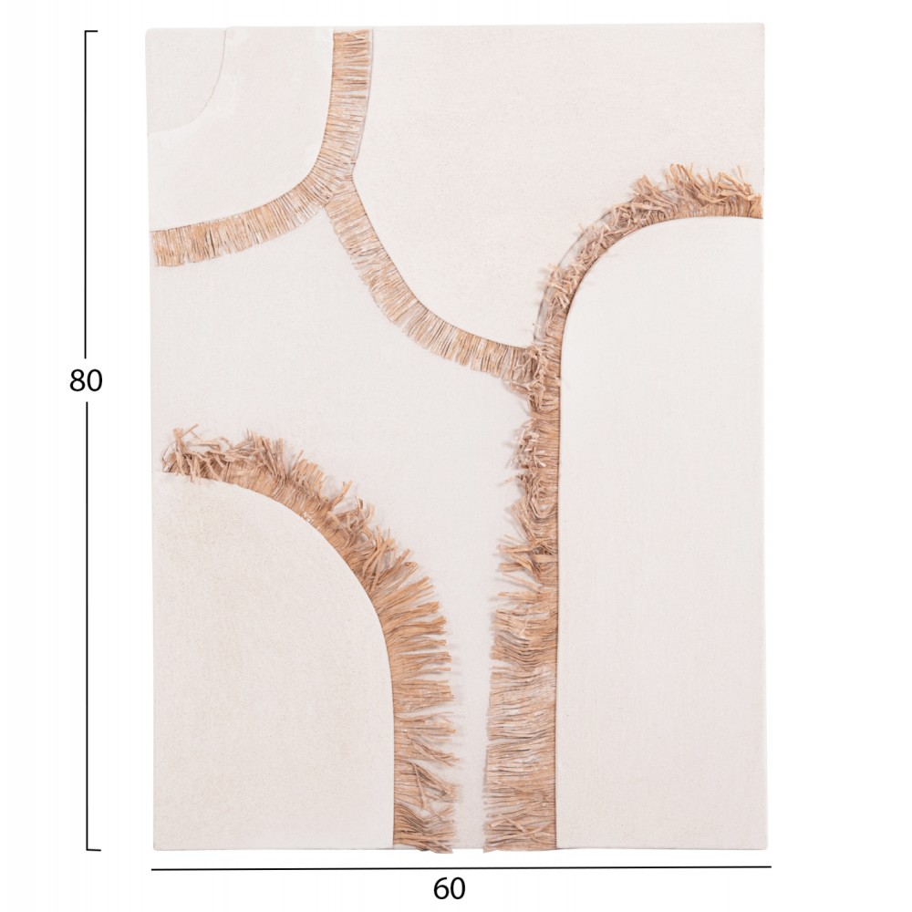 Πίνακας "SANTORINI" από mdf/ακρυλικό grass σε χρώμα υπόλευκο/μπεζ 60x4.5x80