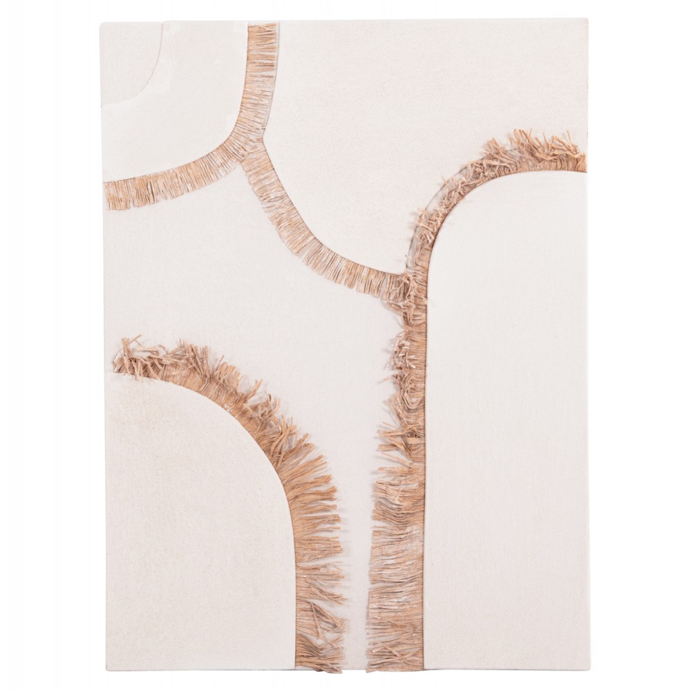 Πίνακας "SANTORINI" από mdf/ακρυλικό grass σε χρώμα υπόλευκο/μπεζ 60x4.5x80