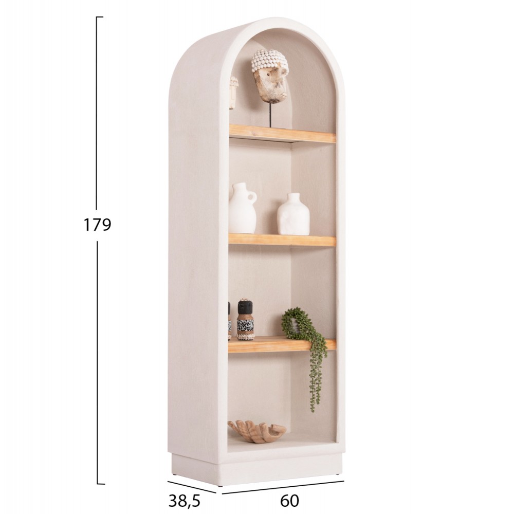 Ραφιέρα "SANTORINI" από mdf/ξύλο σε χρώμα υπόλευκο/φυσικό 60x38.5x179