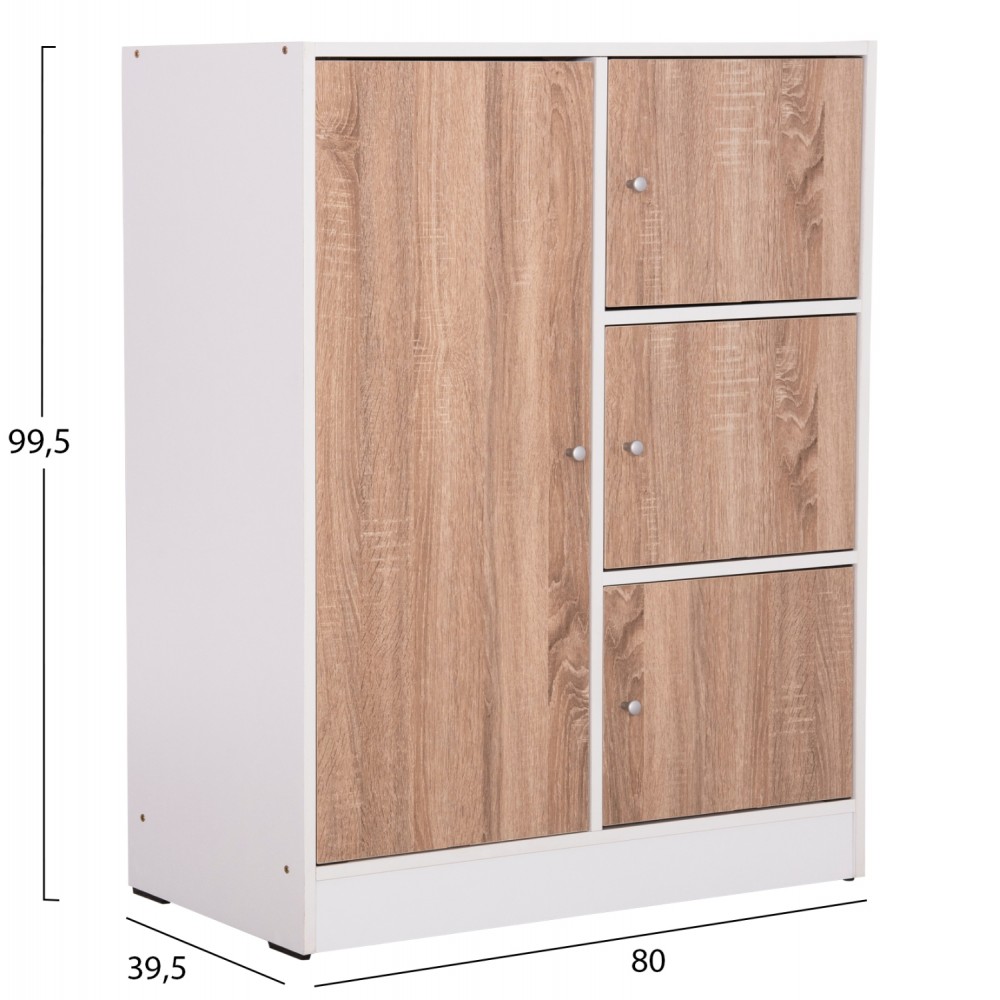 Ντουλάπι βοηθητικό "MATIN" σε χρώμα λευκό/σονόμα oak 80x39.5x99.5