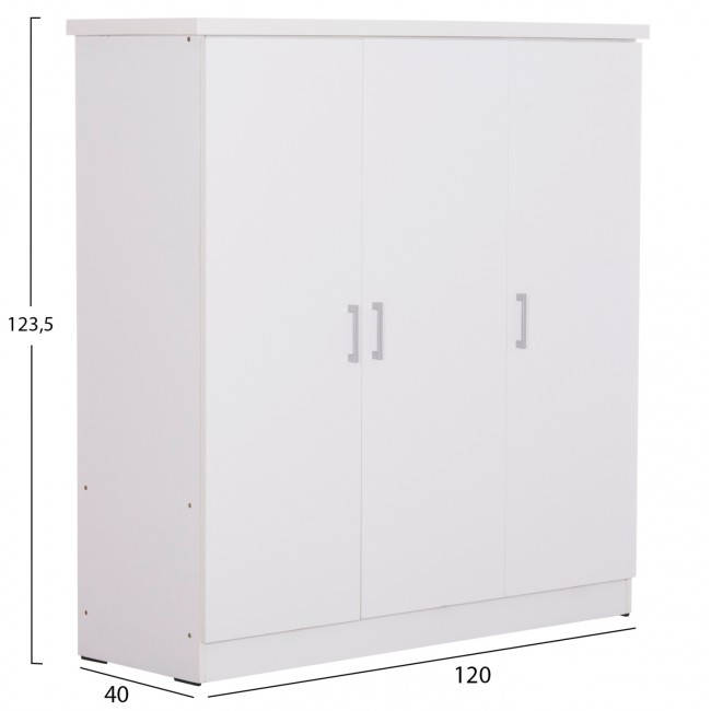 Ντουλάπα τρίφυλλη "BAILEY" σε χρώμα λευκό 120-116x40x123.5