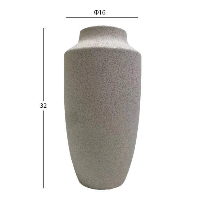 Επιτραπέζιο διακοσμητικό βάζο "GALAD" κεραμικό σε χρώμα εκρού Φ16x32