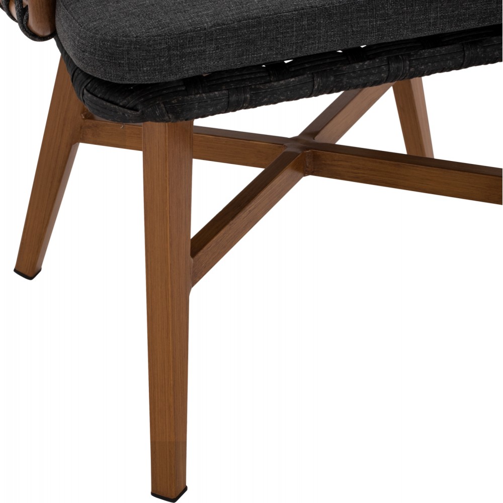 Πολυθρόνα "RICKO" από αλουμίνιο/κορδόνι σε χρώμα καφέ/γκρι 58x59x78